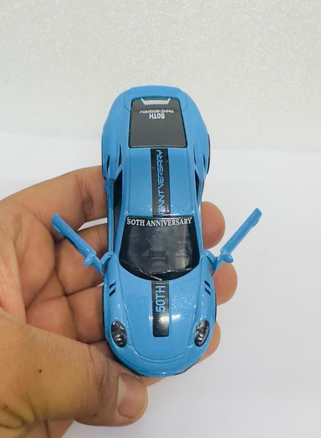 AUTO MT سيارة صغيرة زرقاء نموذجية للانجراف مع قاعدة لاصقة، مصنوعة من سبيكة معدنية، مزينة بلوحة عدادات، سيارة رياضية صغيرة لتزيين السيارة - Image 4